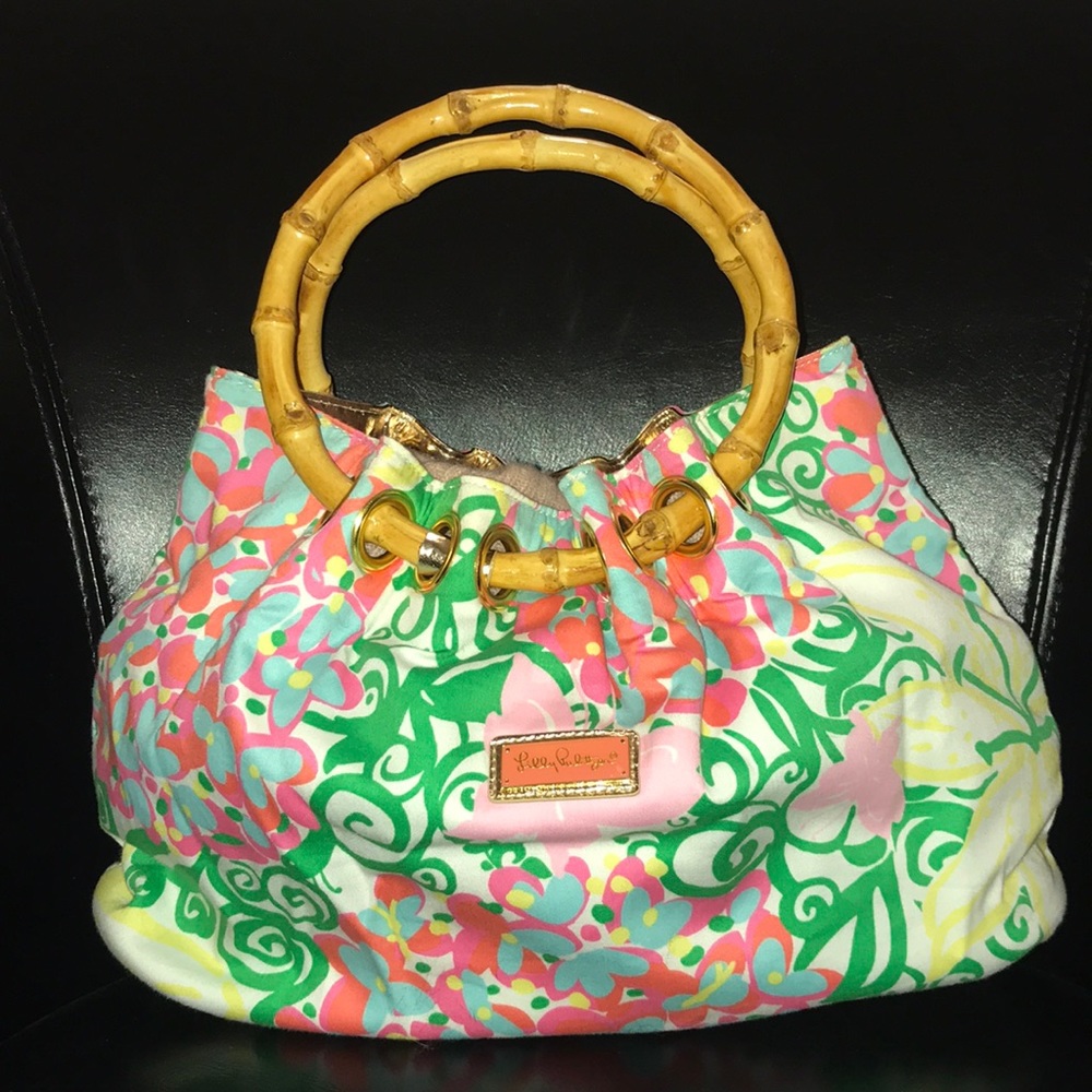 Lilly Pulitzer bamboo handle bag